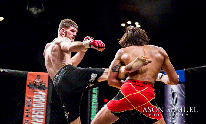 Corner advice between rounds at Legacy Fighting Championship 21